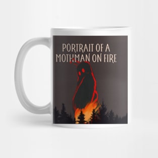 portrait of a mothman on fire Mug